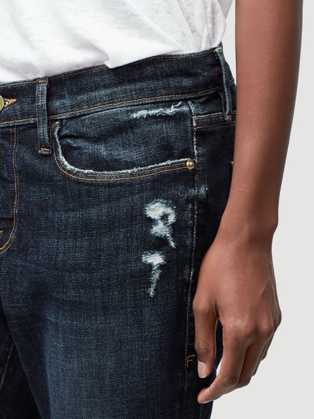 Frame Denim Dark Blue Le Garçon Crop Ankle Jeans Size 25 - Picture 4 of 13